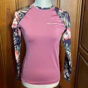 O’Rageous Pink with Floral Long Sleeve Swim Shirt